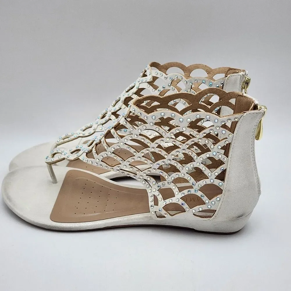 Women Rhinestones Flats Sandals Flip Flops Beach Summer‎ Sandals Size 10